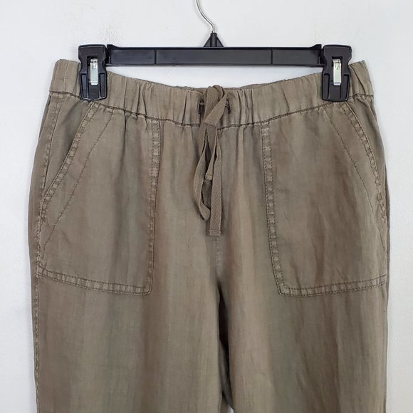JOIE Khaki Linen Jogger Cropped Pants XS EUC - Picture 3 of 7